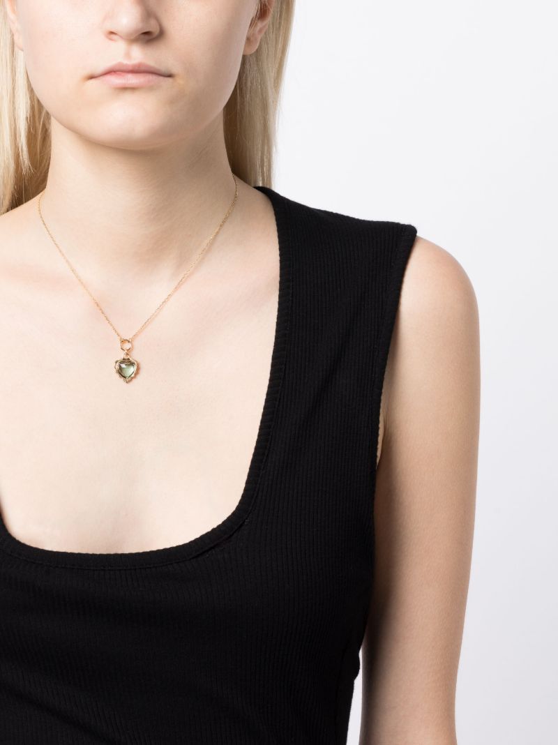 18k Yellow Gold Gemstone Heart Love Prasiolite Necklace
