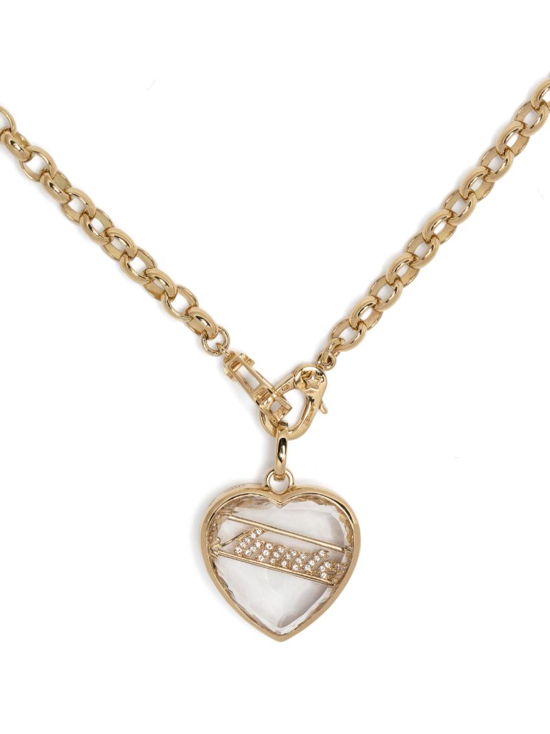 18k Yellow Gold Amate Love Quartz and Diamond Necklace