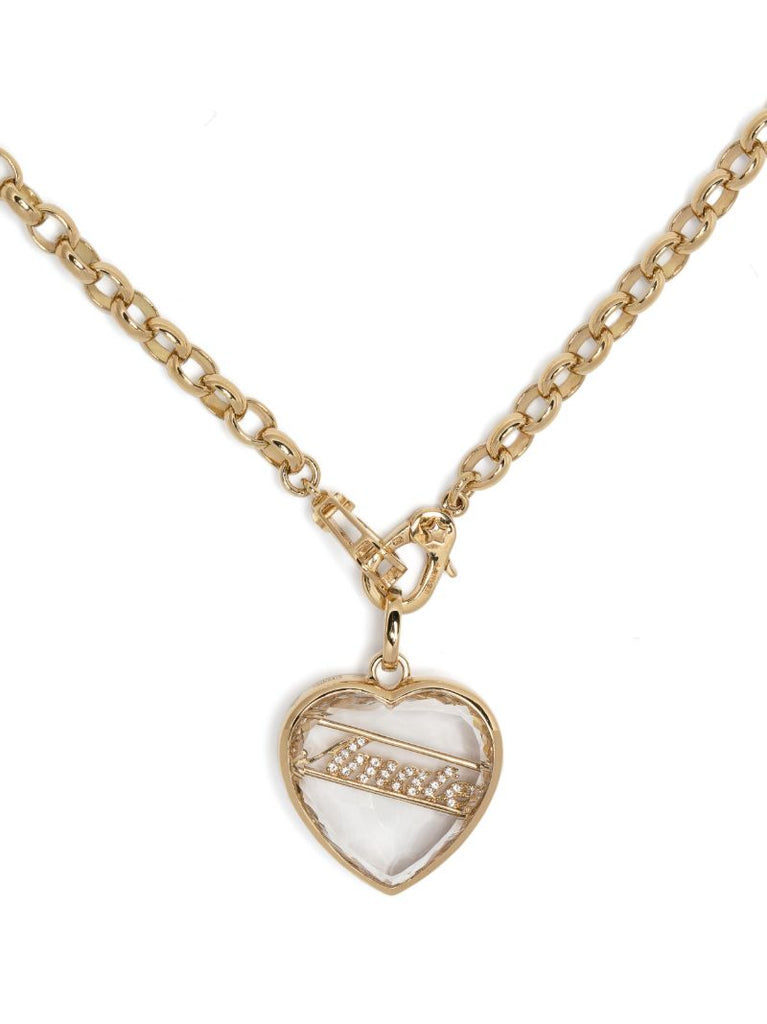 18k Yellow Gold Amate Love Quartz and Diamond Necklace