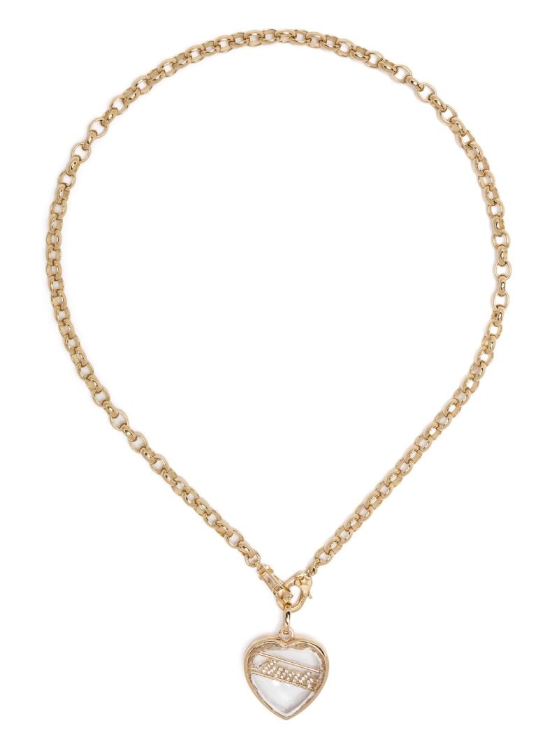 18k Yellow Gold Amate Love Quartz and Diamond Necklace