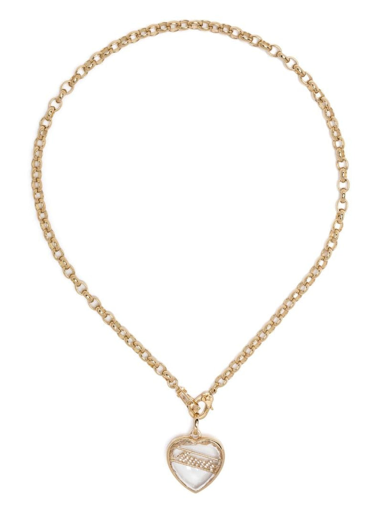 18k Yellow Gold Amate Love Quartz and Diamond Necklace