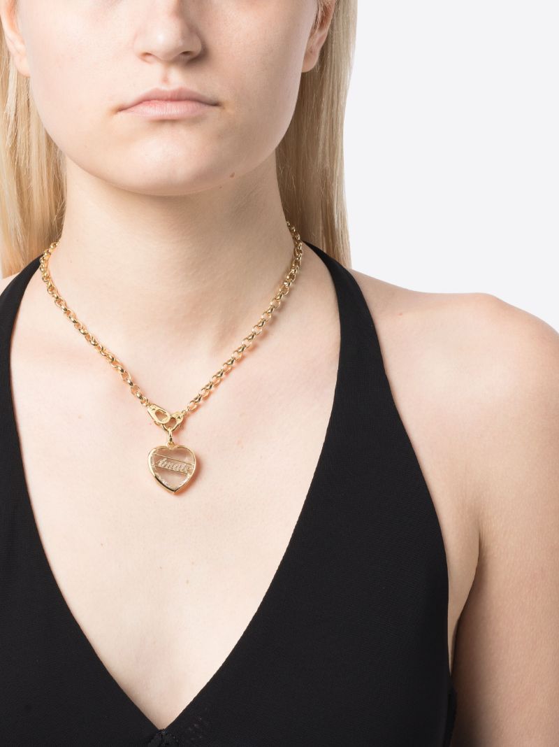 18k Yellow Gold Amate Love Quartz and Diamond Necklace