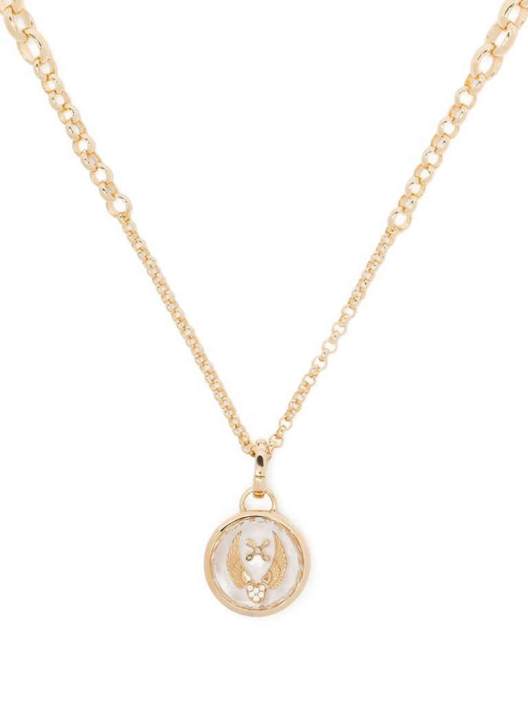 18k Yellow Gold Beloved with Wings We Fly Diamond Necklace