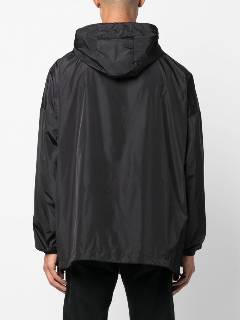 Black Icon Logo Print Hooded Coat