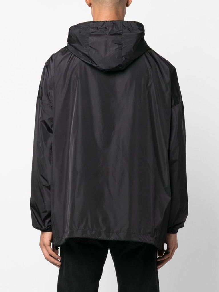 Black Icon Logo Print Hooded Coat