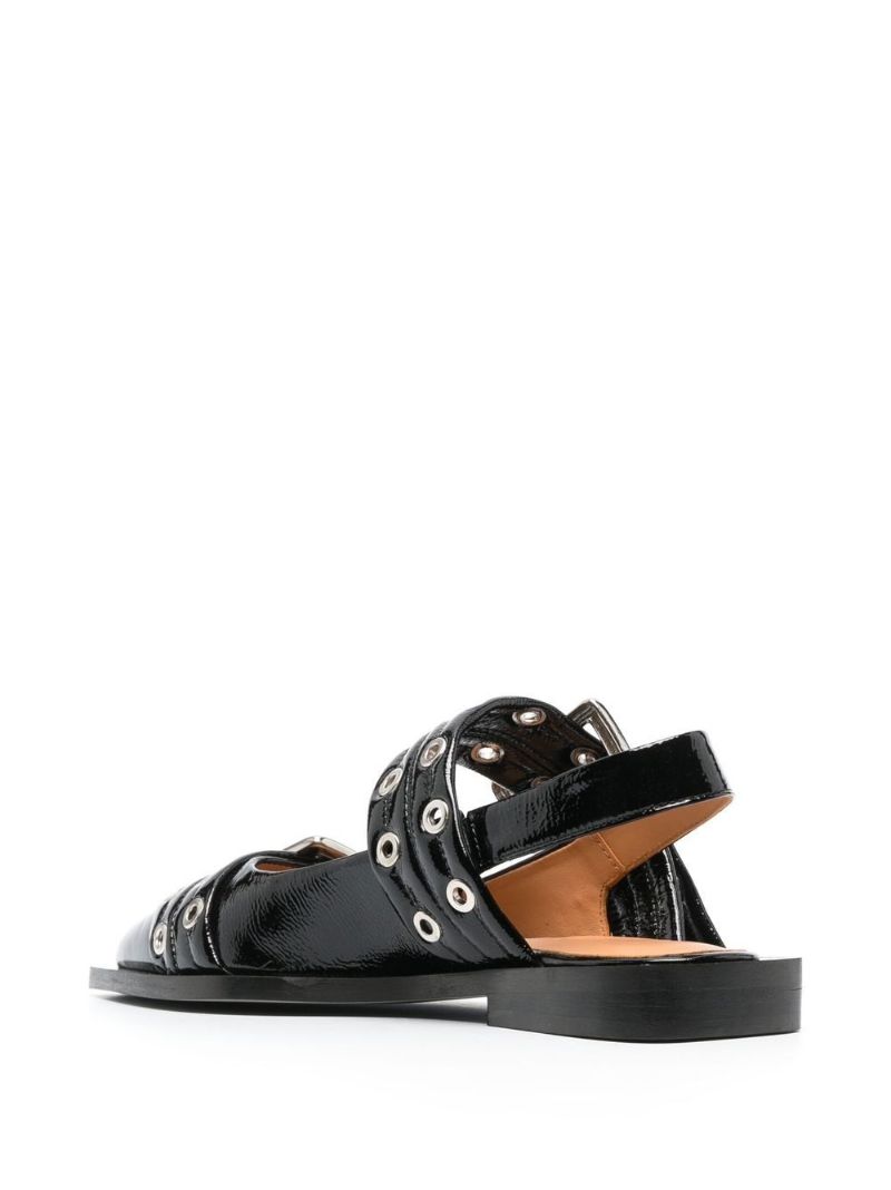 Black Buckled Leather Pumps