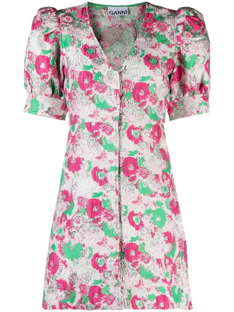 Pink Floral Print Mini Dress