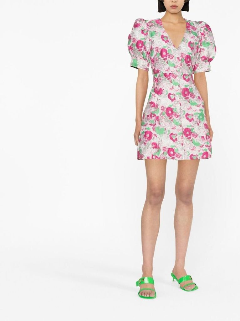 Pink Floral Print Mini Dress
