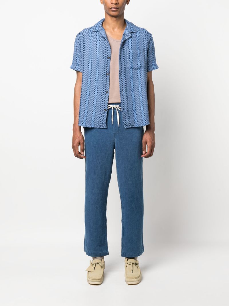 Blue Drawstring Straight Leg Trousers