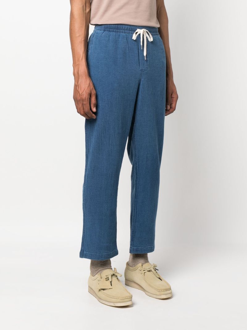 Blue Drawstring Straight Leg Trousers