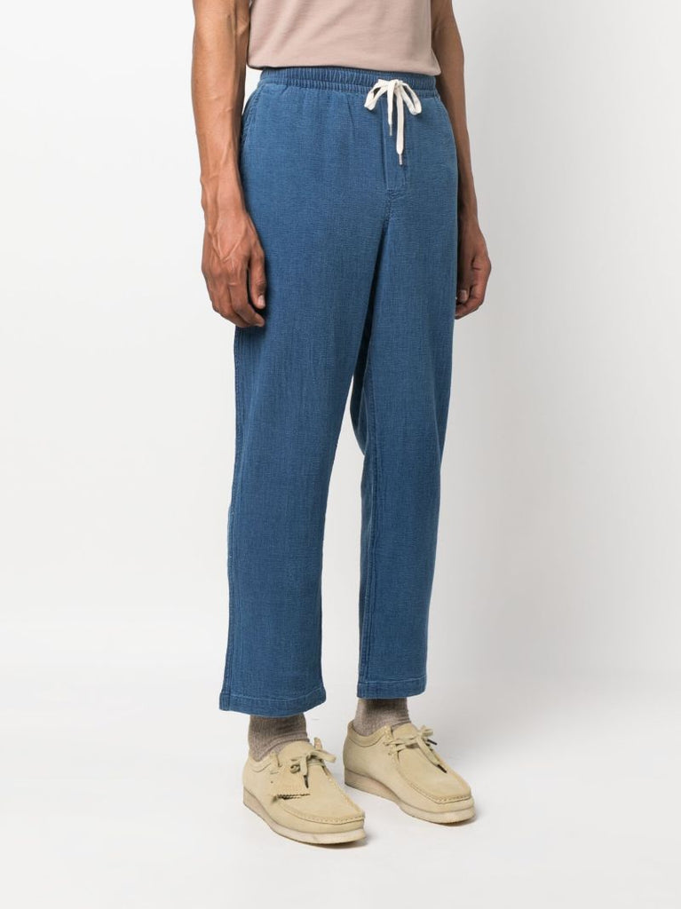 Blue Drawstring Straight Leg Trousers