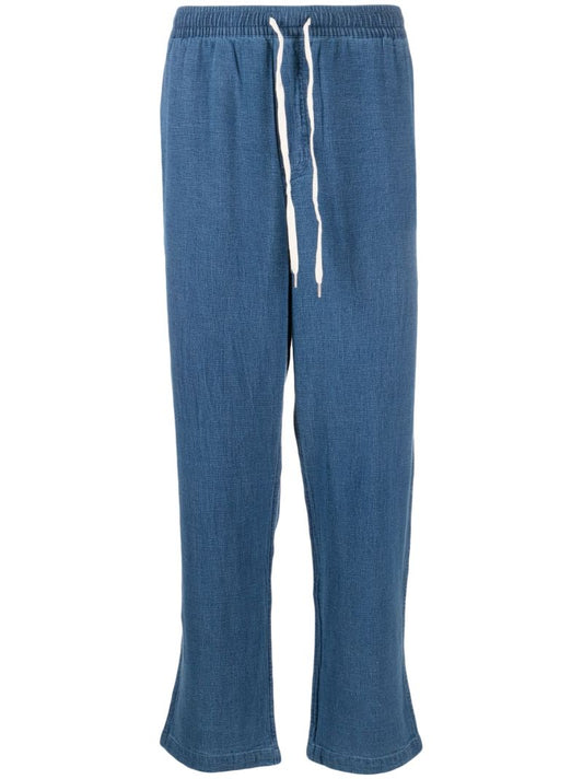 Blue Drawstring Straight Leg Trousers