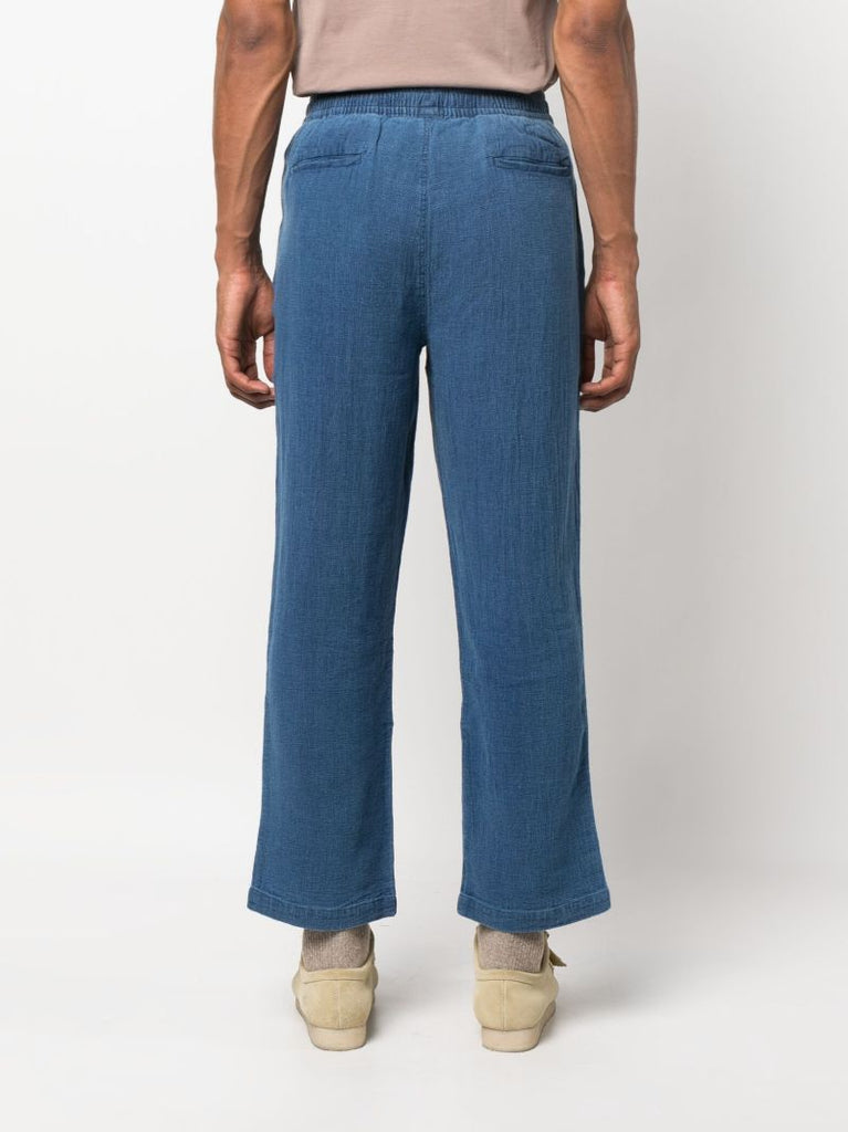 Blue Drawstring Straight Leg Trousers