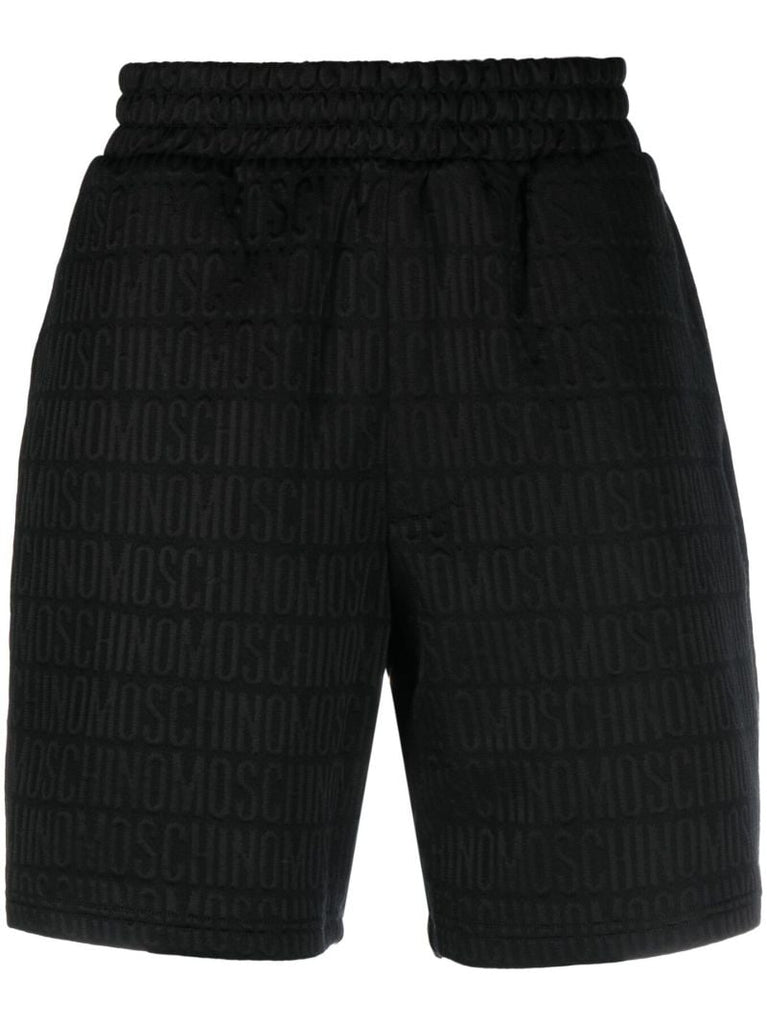Black All-over Logo-print Shorts