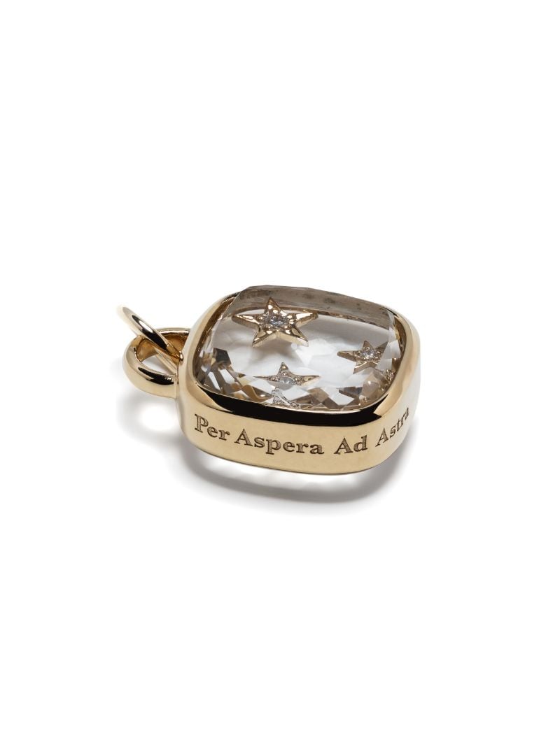 18k Yellow Gold Per Aspera Astra Diamond Pendant