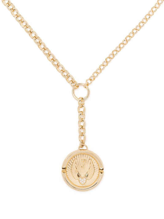 18k Yellow Gold Beloved with Wings We Fly Diamond Necklace