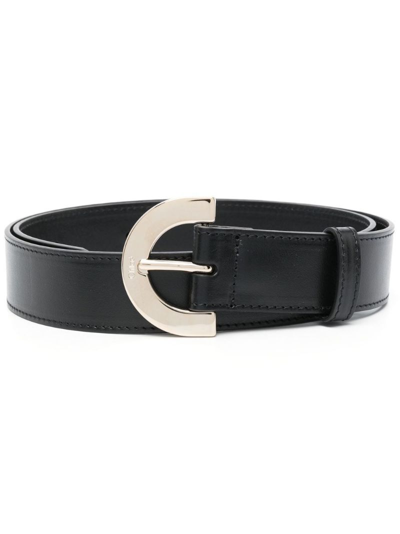 Black C Logo Leather Belt