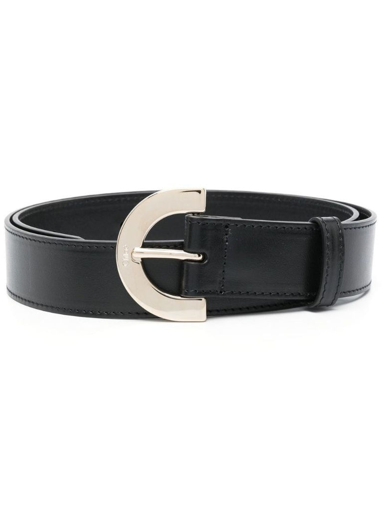 Black C Logo Leather Belt