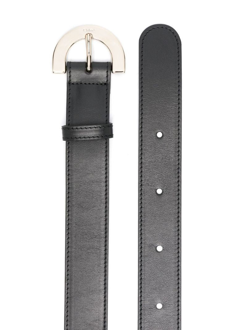 Black C Logo Leather Belt