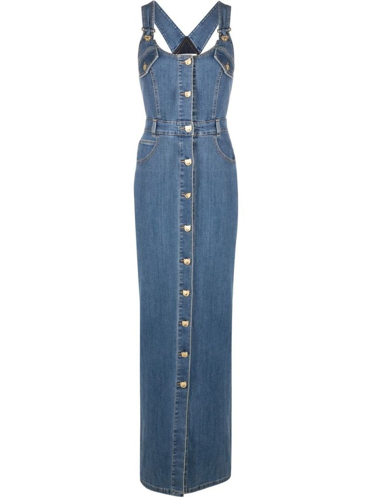 Blue Sleeveless Denim Maxi Dress