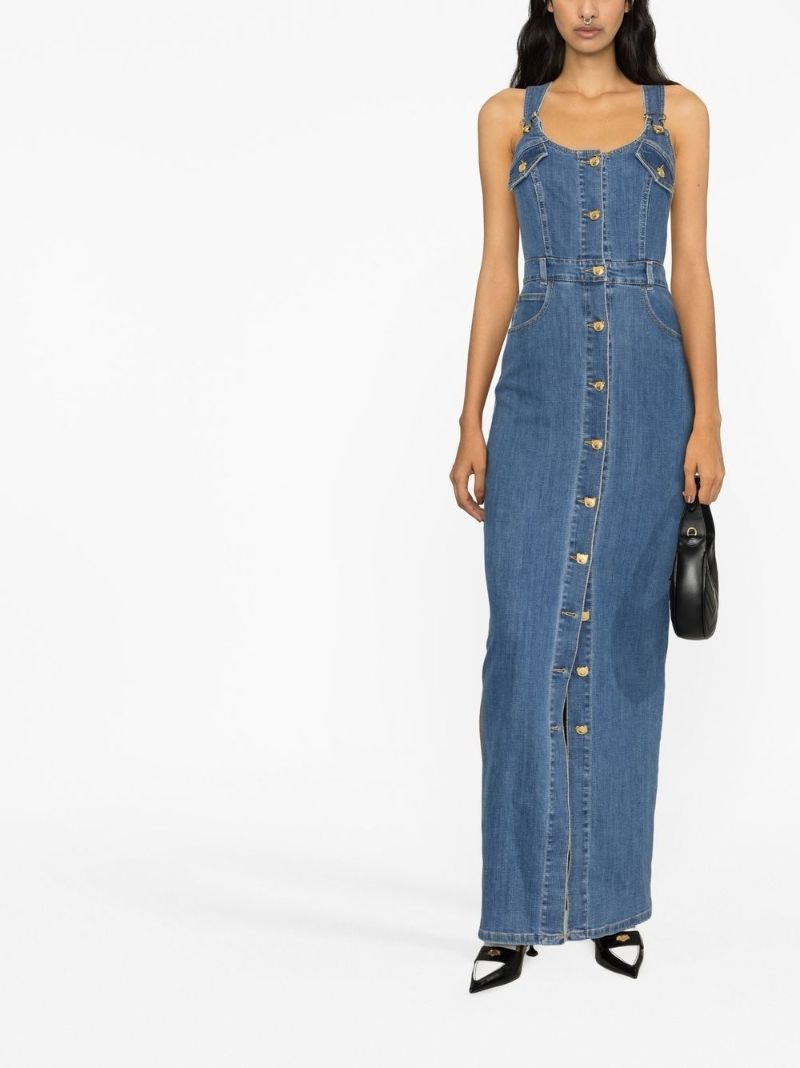 Blue Sleeveless Denim Maxi Dress
