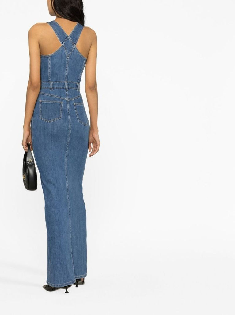 Blue Sleeveless Denim Maxi Dress