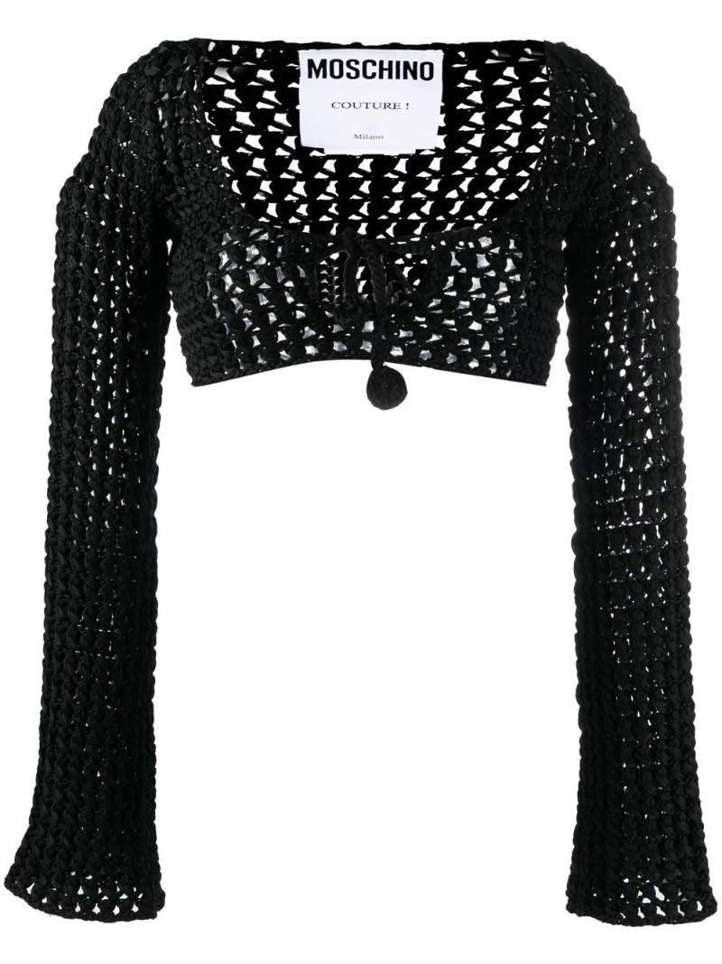 Black Open-knit Cropped Top