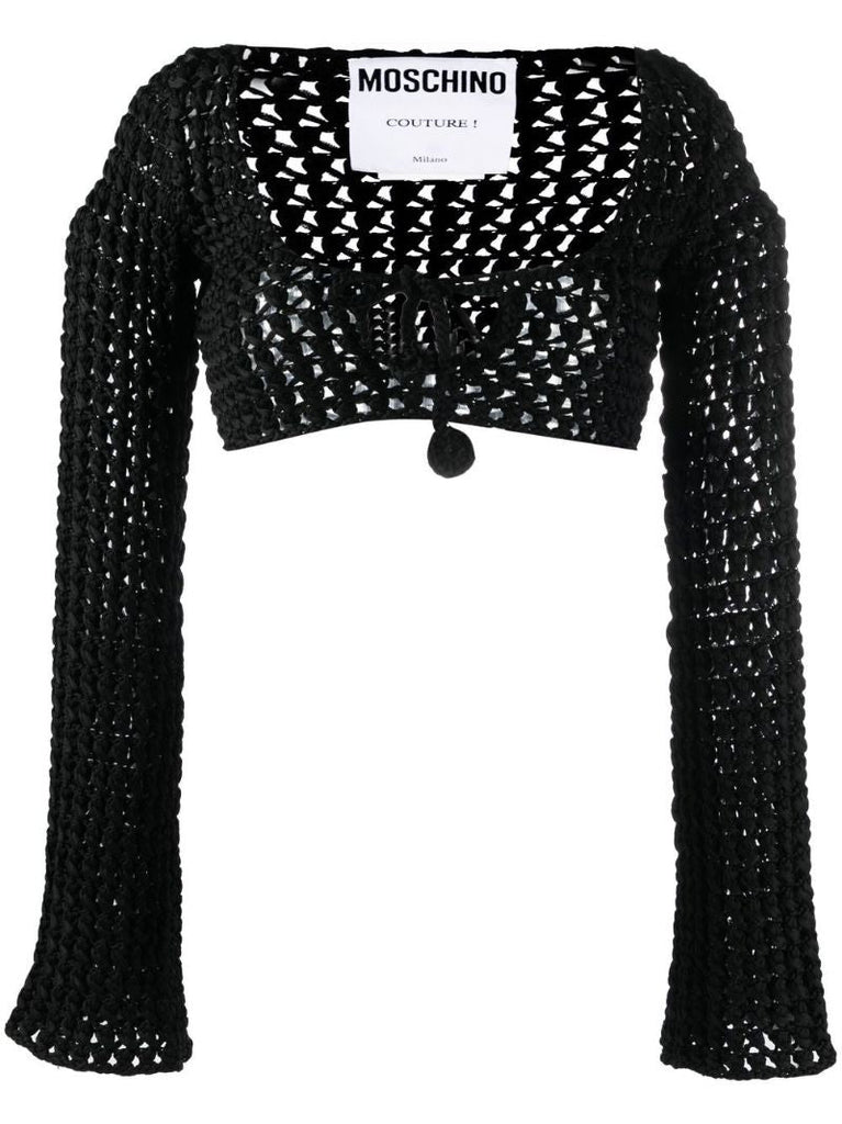 Black Open-knit Cropped Top