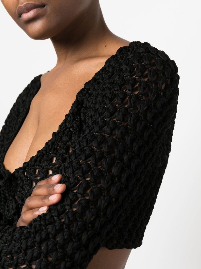 Black Open-knit Cropped Top