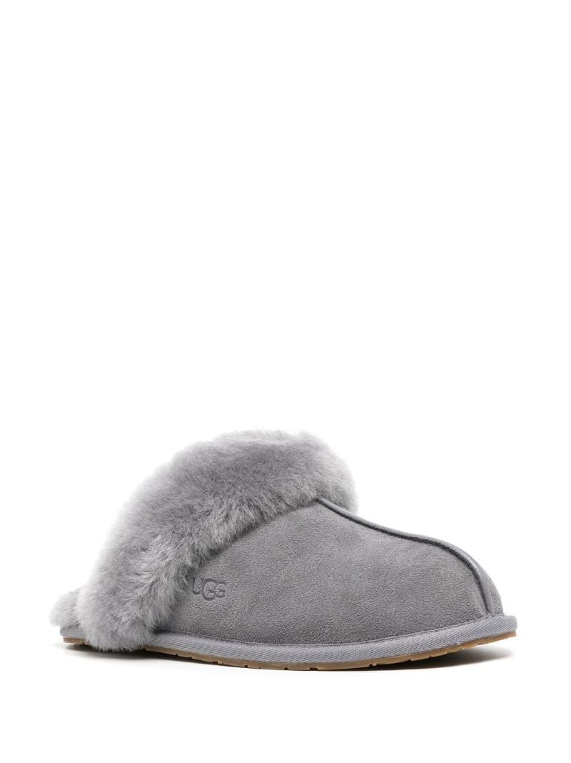 Grey Scuffette Ii Fur Trimmed Slippers
