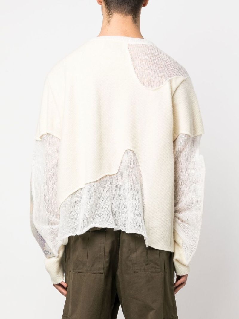 Neutral Veiled Collegiate Distressed Sweater