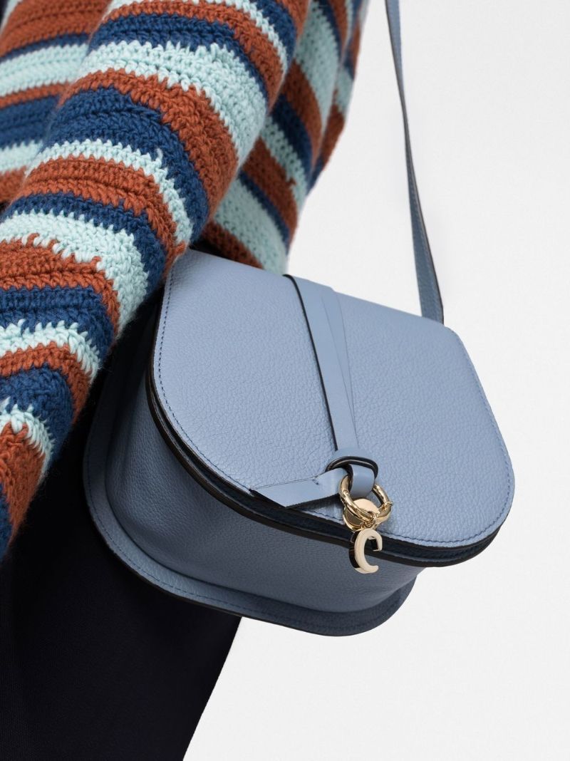 Blue Alphabet Leather Shoulder Bag