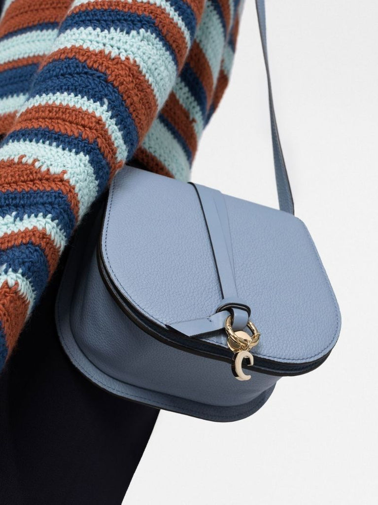 Blue Alphabet Leather Shoulder Bag