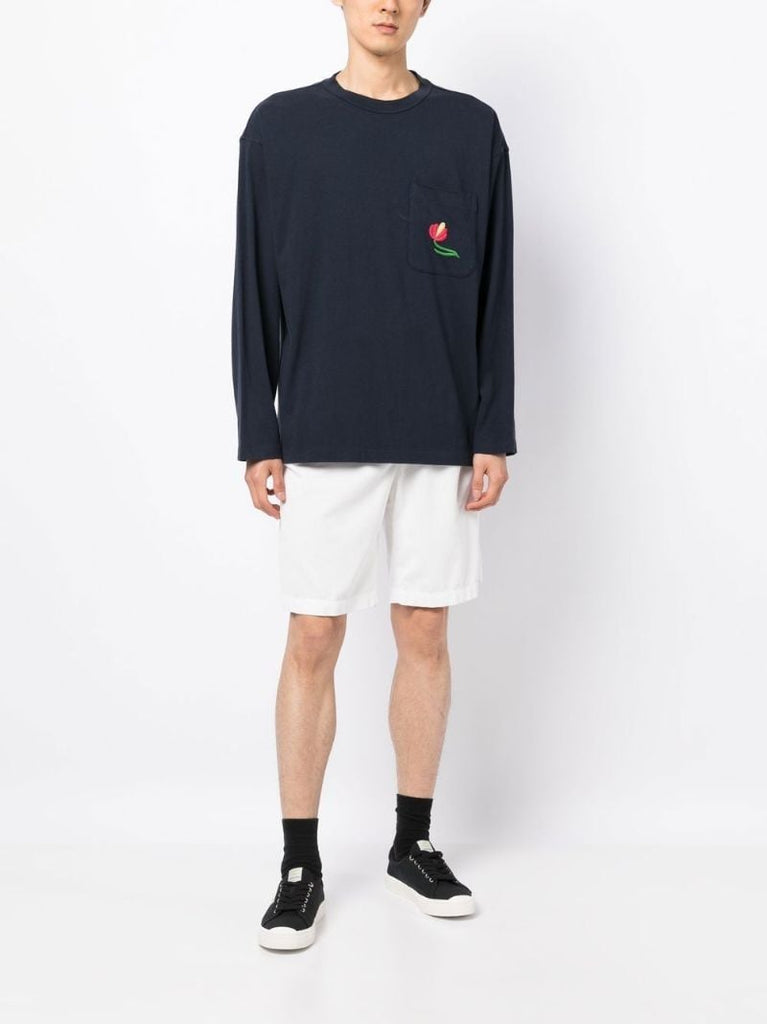 Blue Monterey Floral Embroidered Long Sleeved T-shirt