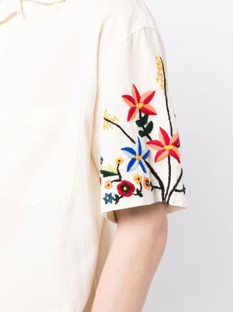Ecru Idris Floral Embroidered Shirt