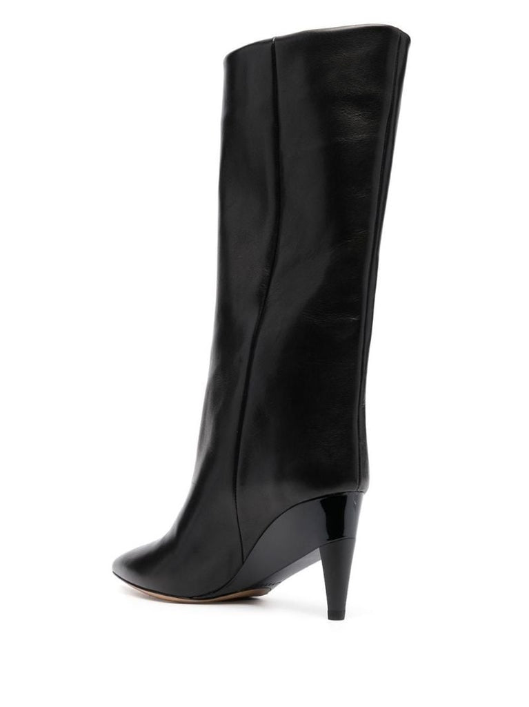 Black Leisel 85 Knee-high Leather Boots