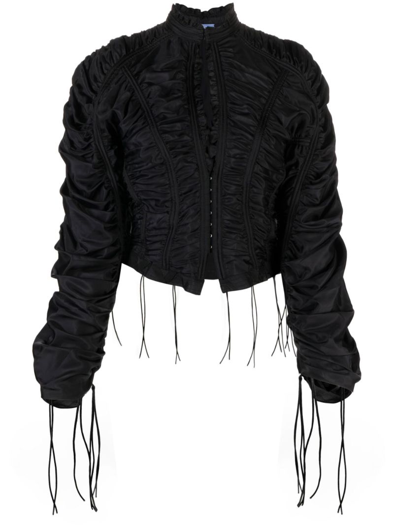 Black Draped Blouson Jacket