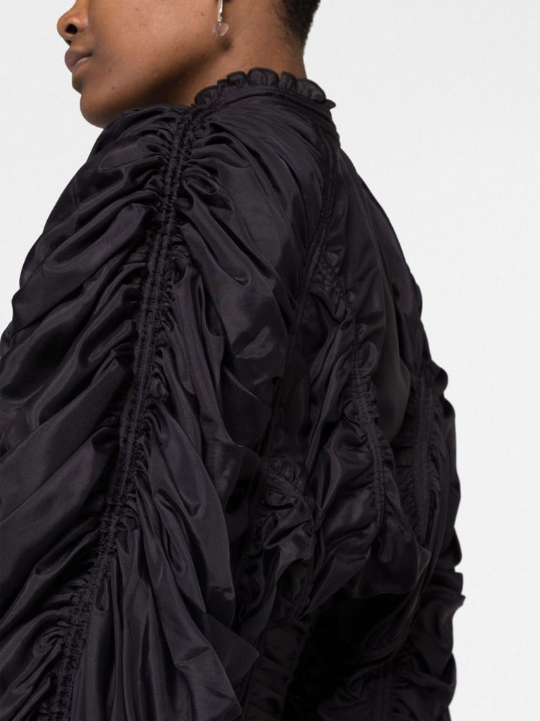 Black Draped Blouson Jacket