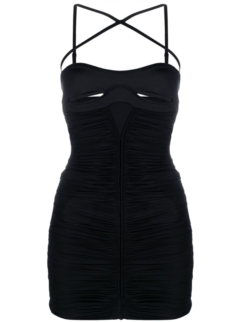 Black Cut-out Ruched Mini Dress