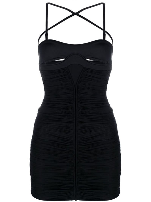 Black Cut-out Ruched Mini Dress