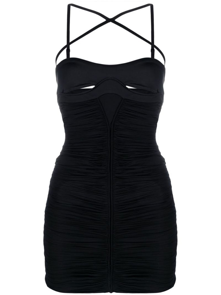 Black Cut-out Ruched Mini Dress