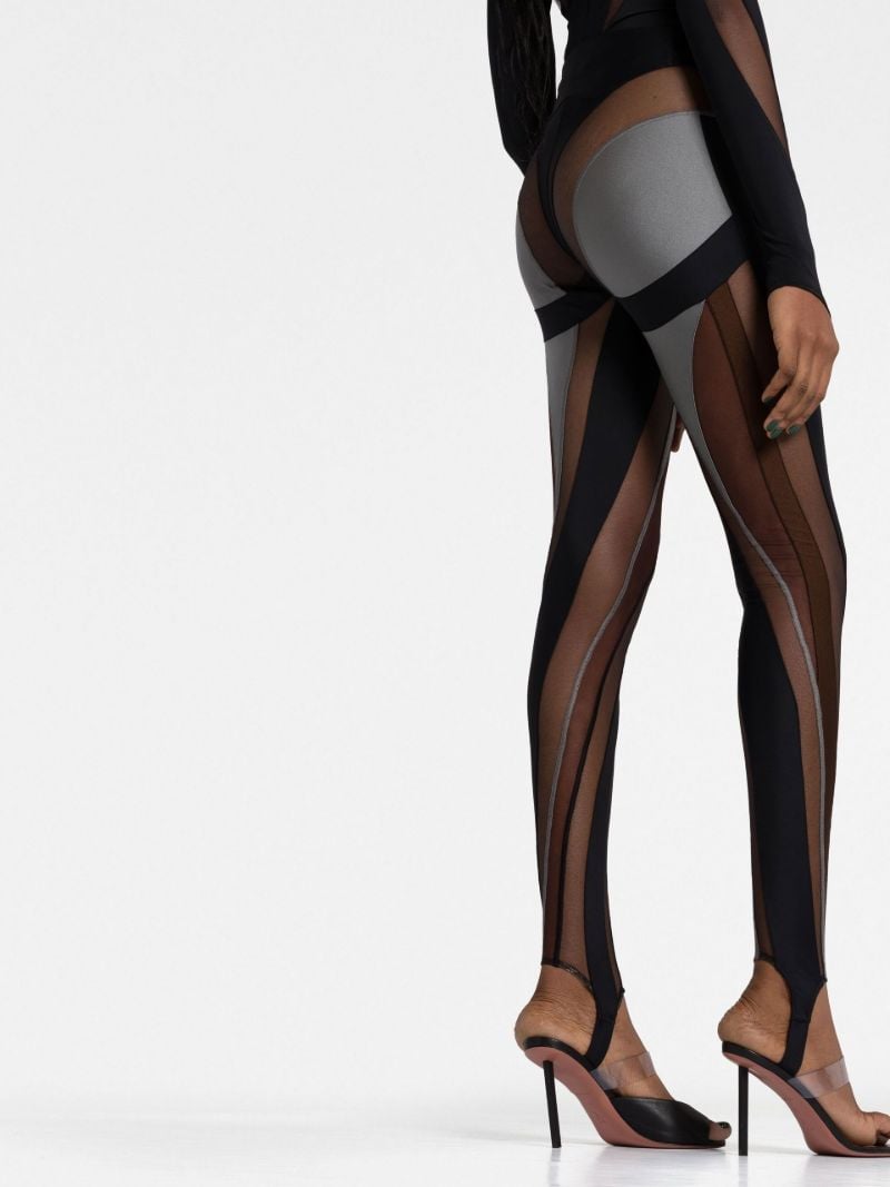 Black Sheer Panelled Stirrup Leggings