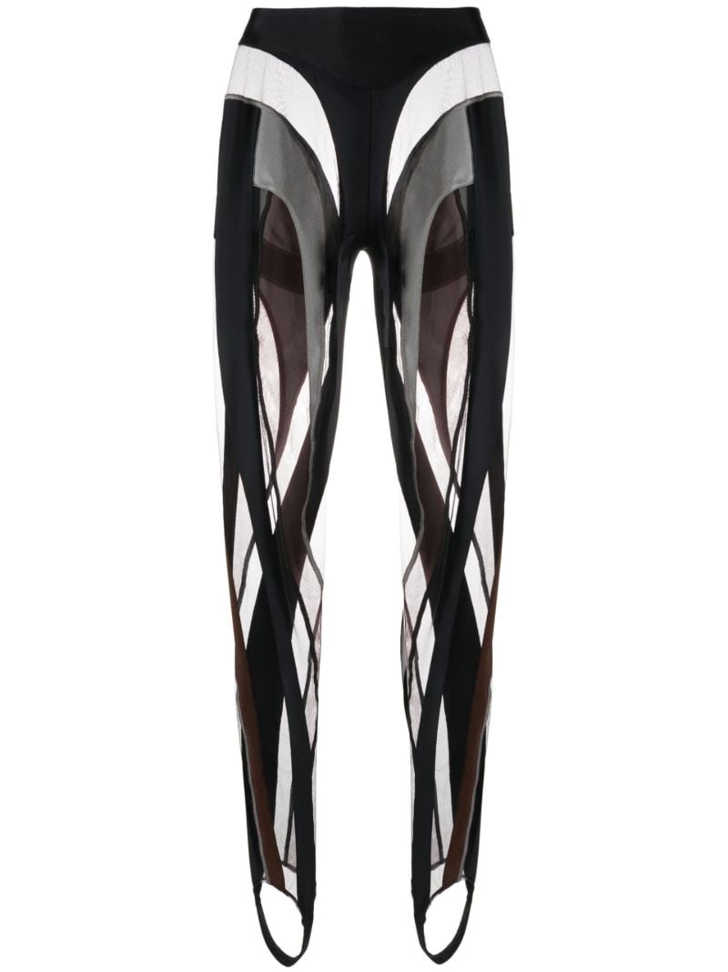Black Sheer Panelled Stirrup Leggings
