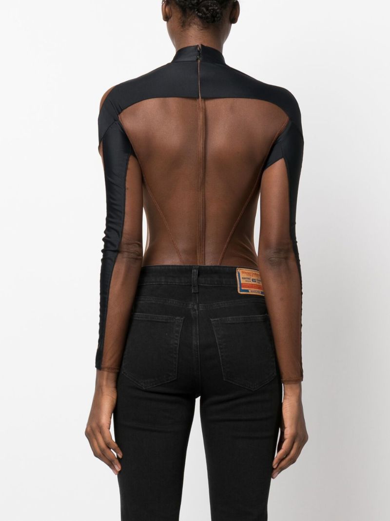 Black Panelled High-neck Bodysuit