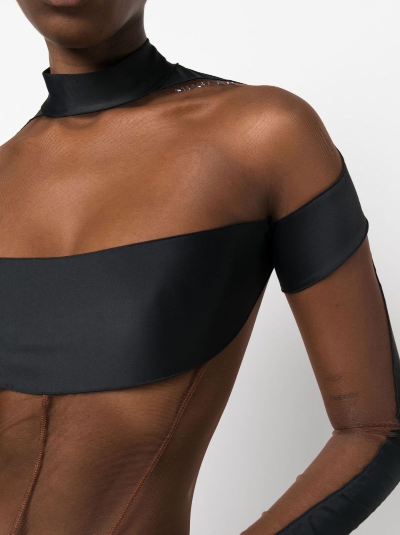 Black Panelled High-neck Bodysuit