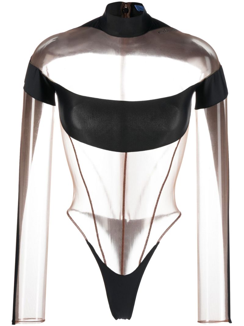 Black Panelled High-neck Bodysuit