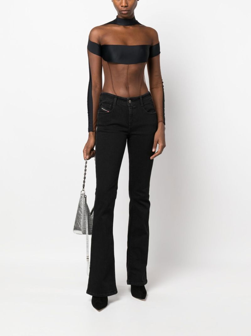 Black Panelled High-neck Bodysuit