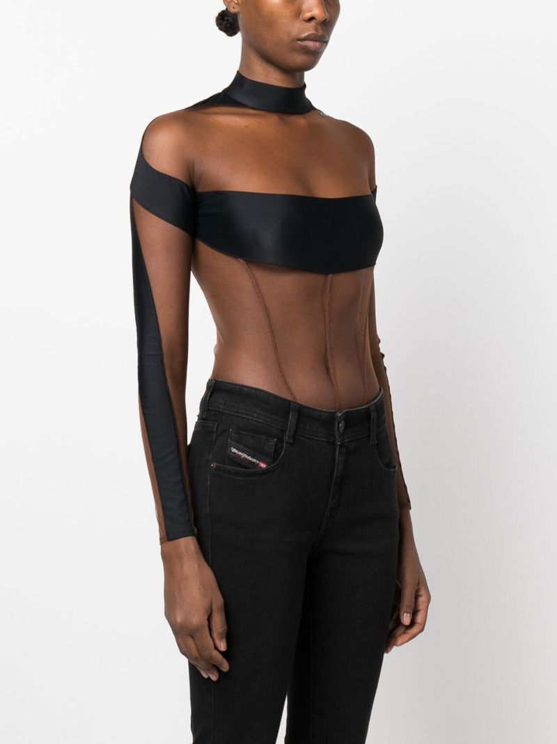 Black Panelled High-neck Bodysuit