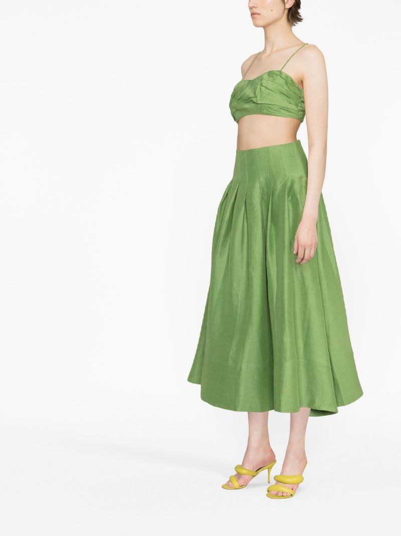 Green Thea Crinkled Crop Top