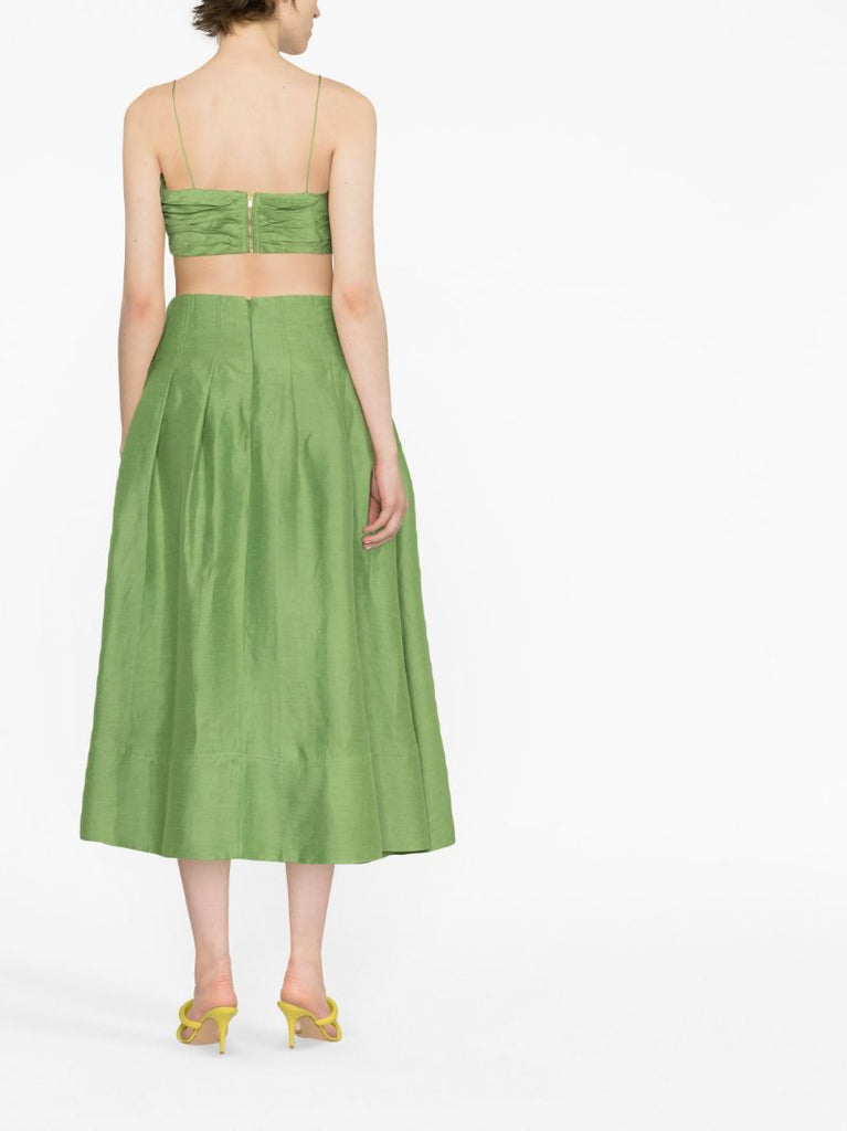 Green Thea Crinkled Crop Top